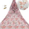 tissu en dentelle à fleurs à paillettes, tissu en tulle en maille brodée à paillettes roses pour robe de mariée, robe de mariée, robe de soirée, 1 yards