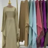ramadan satin abaya islam musulman été manches chauve souris maxi robe kebaya abayas pour les femmes caftan robe musulmane femme robes