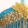 haut de danse du ventre à paillettes pour femmes, vêtements de club de fête de festival de raves, soutien gorge à glands perlés, costumes de spectacle sur scène de danse d'halloween