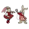 tissu brodé de lapin avec patchs brodés de dessin animé, fournitures de couture faites à la main, accessoires, badges à la mode, patch à rayures