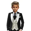 costumes beige slim fit pour garçon, blazer à simple boutonnage de haute qualité, ensemble 3 pièces avec veste, pantalon, gilet pour enfants, tenue de bal élégante