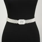 Mode Bling perle taille ceinture strass large ceinture élastique longue chaîne taille sangle femmes taille ceinture mariée