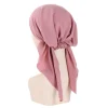 mode musulmane hijab turban chapeaux couleur unie longue queue bandeau élastique pirate chapeaux respirant chimio casquette pour femmes filles