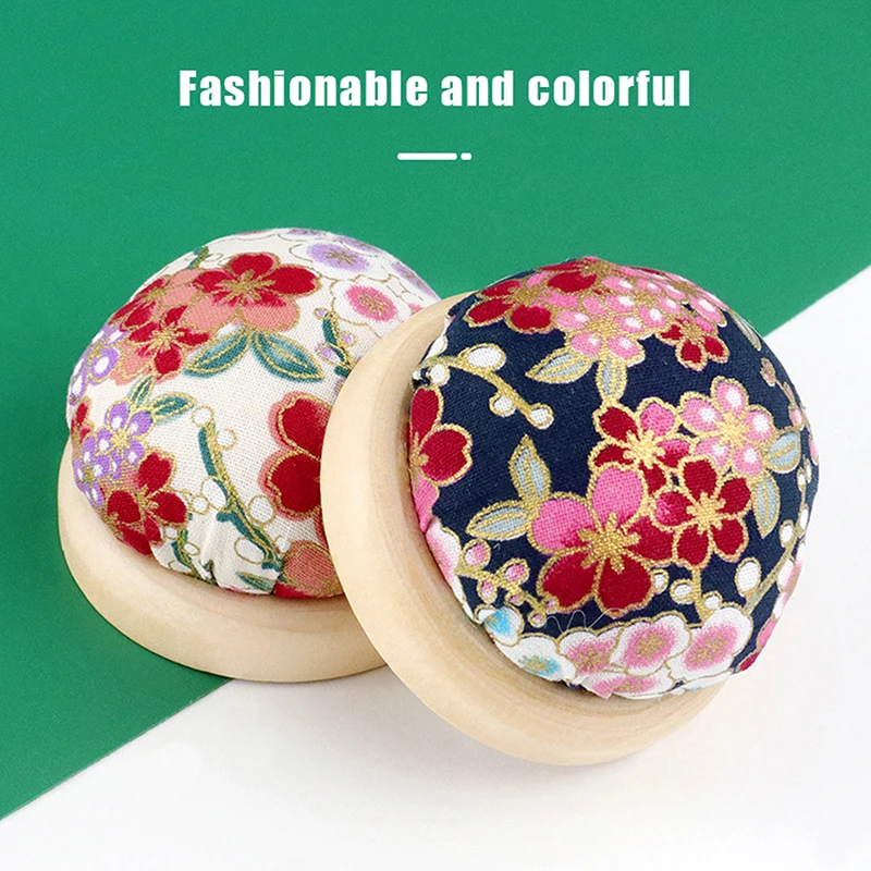 coussins à épingles à broder vintage, demi rond avec base en bois, porte aiguille pour bricolage, accessoires de couture artisanaux