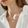 bijoux islamiques personnalisés avec nom arabe, collier pour femmes et hommes, lettre personnalisée, bijoux en acier inoxydable, plaque signalétique, ras du cou, cadeaux de fête