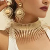 Ensemble de bijoux en métal couleur or, grand couple exagéré, ras du cou, boucles d&rsquo;oreilles, bijoux, cadeaux Punk africains