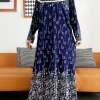 abaya musulmane en coton massif pour femmes, vêtement de prière du ramadan, chapeau commun, dubaï, turquie, moyen orient, robe florale, ample, 2023