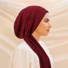 femmes musulmanes hijab pré attaché chapeau foulard rides longue queue chimio casquette pansement bonnet tête enveloppement bandanas bandeau turbante mujer