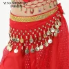 chaîne de taille de danse du ventre, ceinture de danse indienne bollywood avec pièces métalliques, écharpe de hanche rouge, accessoires de danse pour enfants pour filles
