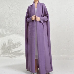 Abaya musulman pour femmes manches chauve-souris plissé dégradé Cardigan Trench Coat 2025 automne dubaï Abayas grande taille femmes manteau de luxe