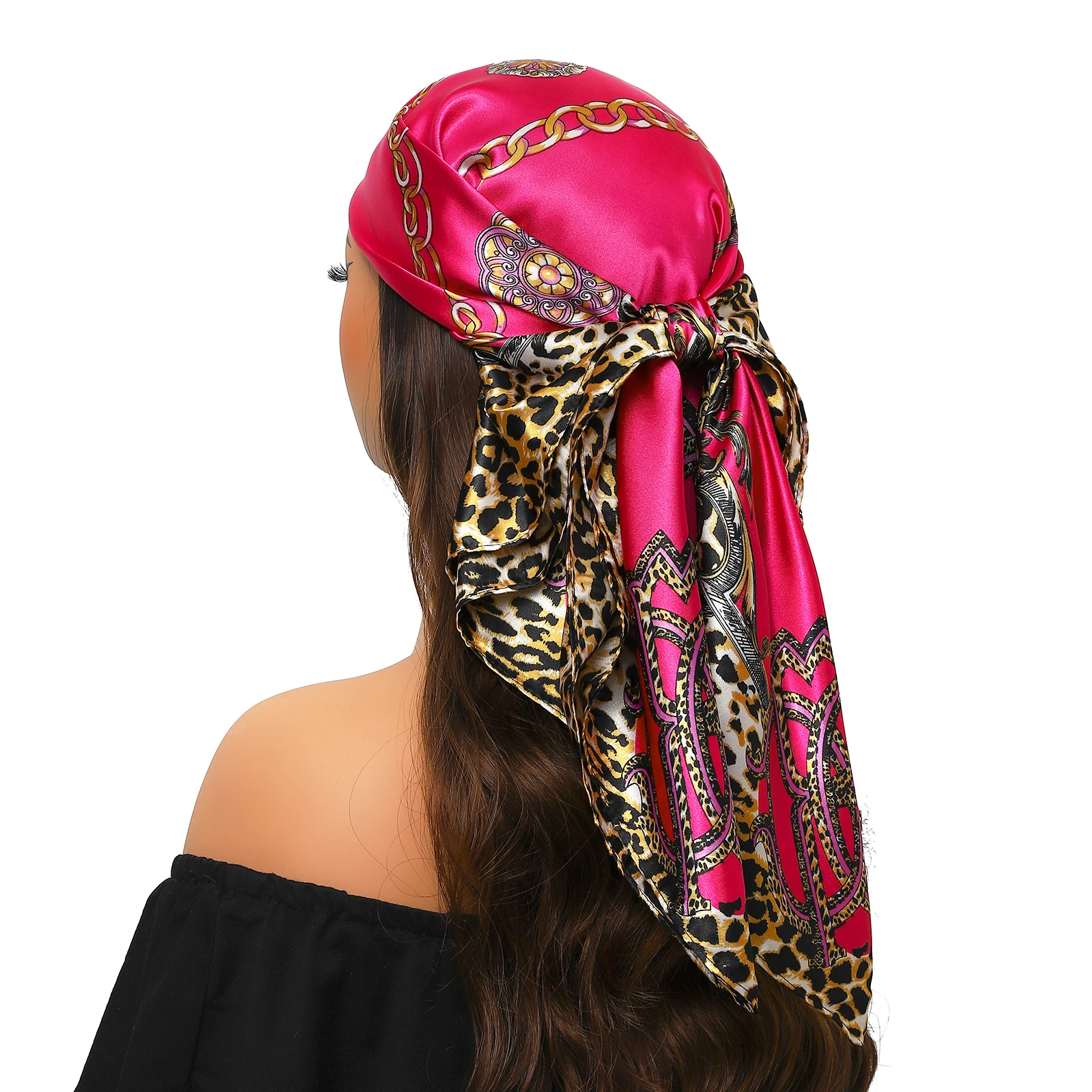 hijab géométrique artificiel imprimé de l'alphabet, châle fin noir et or, Écharpe douce et Élégante, 90x90cm