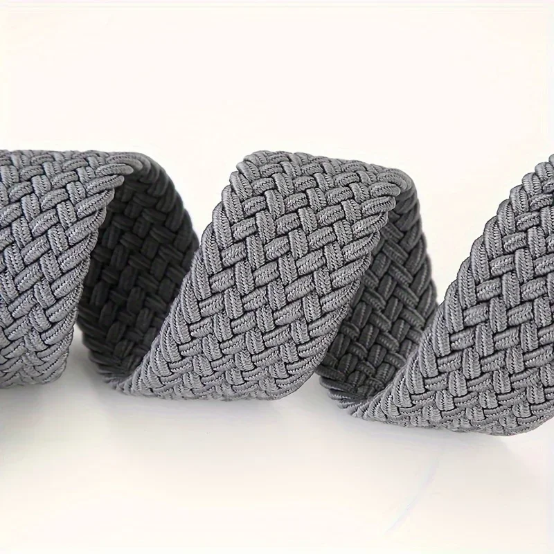 Pas de perçage requis, ceinture unisexe décontractée, ceinture tressée élastique polyvalente de taille multicolore avec fermeture à bouton confortable
