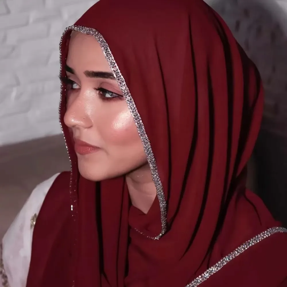 foulard hijab malais en mousseline de soie pour femme, turban brcorporelle, nouveau design, côté diamant brcorporelle, solide, document, mode musulmane, sauna africain, tête ronde