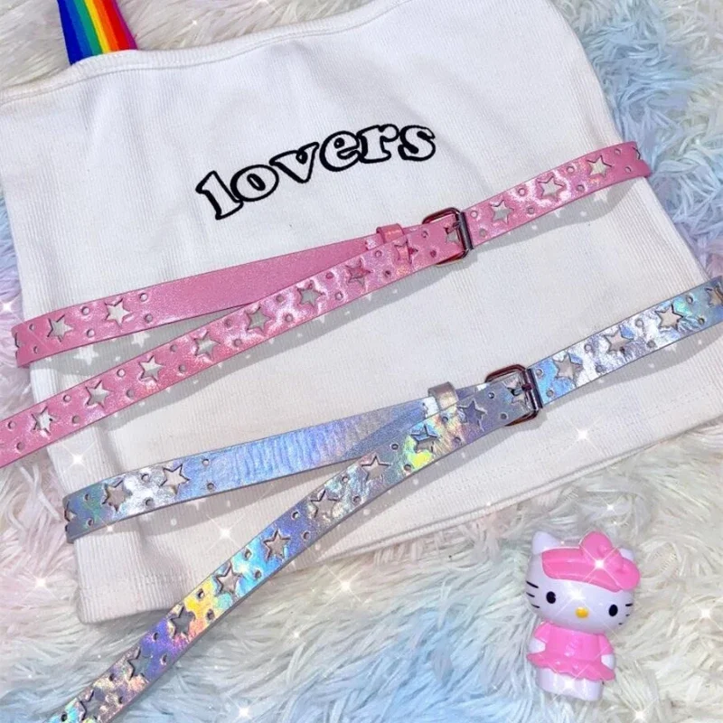 Ceinture pentagramme ajourée Y2k pour femmes, Harajuku Hip-hop Y2K, Style coréen Ins, étoile Goth, sous-culture, personnalité Laser
