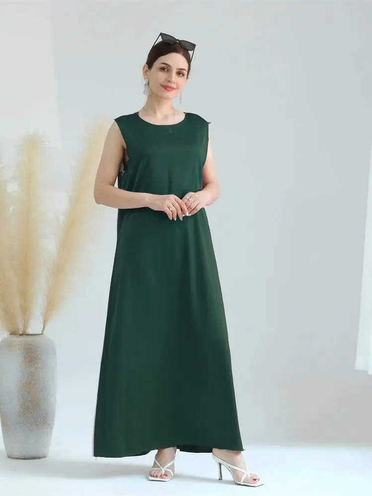 noir blanc satin soyeux miroitant sous abaya robe dubaï luxe 2024 été femmes turquie islam robe musulmane robes musulmanes