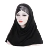 hijab instantané en jersey pour femmes musulmanes, turban à paillettes croisées sur le front, écharpe en coton pour femmes turques