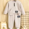 Ensemble de tenue beige à manches longues pour bébé garçon – Costume deux pièces élégant et élégant pour les sorties, vêtements de bébé parfaits
