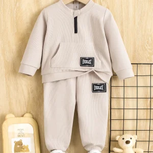Ensemble de tenue beige à manches longues pour bébé garçon – Costume deux pièces élégant et élégant pour les sorties, vêtements de bébé parfaits