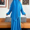 ensemble 2 pièces de vêtements de prière pour femmes, jilbab, ramadan islamique, jilbeb, dubaï, tenue modeste turque, écharpe tiens imar superposée, hijab