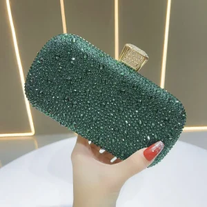 Luxueux brillant sac de soirée élégant dame pochette transfrontalière mode Polyester matériel dur boîte forme serrure boucle ouverture