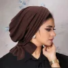 muslim women stretch turban hijab underscarf cancer chemo caps hat head scarves pre tied pleated scarf sleep hair cover