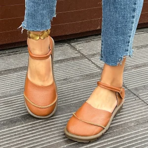 Sandales plates tête à bout pour femmes, chaussures d&rsquo;été décontractées à semelles souples, nouveau style rétro, chaussures pour mères, chaussures pour femmes de grande taille