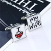 J&rsquo;aime ma femme boutons de manchette conception de mariage boutons de manchette hommes français émail chemise boutons romantique déclaration boutons de manchette pour le marié
