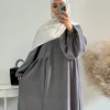 abaya d'hiver en velours côtelé, robe musulmane chaude fermée pour femmes, dubaï, luxe, turquie, kaftan, hijab, ramadan eid, vêtements islamiques
