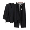 Kimono pyjamas japonais coton 2 pièces ensemble Yukata samouraï hommes Ninjya moine porter Chef jardinage vêtements de travail japon Style Jinbei