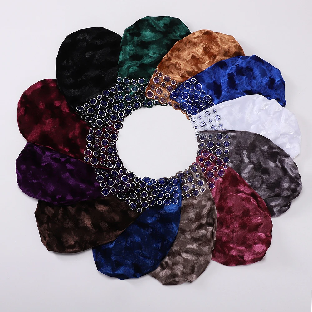 nouveau design musulman sous écharpe hijab casquette turban instantané abaya hijab foulard bonnet diamants africains bandeau