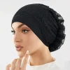 respirant fleur dentelle turban casquette femmes musulmanes couvre chef foulard chapeau islamique chapeaux bonnet femme bandeau bonnet mujer