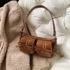 sac sous les bras élégant avec nœud pour femme, avec double poches, bandoulière réglable en cuir pu pour le travail, les voyages et les achats