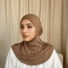 turban musulman en coton pour femme, couverture complète, casquettes islamiques, sous écharpe intérieure, casquette hijab pour femme, écharpe de sauna, long châle, bonnet à col rond