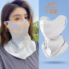 voile de protection solaire pour femmes, masque facial d'été, protection uv, respirant, en soie glacée, masques de protection solaire, voile pour sport de plein air