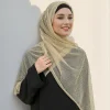 hijabs à paillettes avec strass pour femme, châle islamique long, Écharpe de tête, couverture complète, rond hijab, Écharpe de sauna musulmane unie