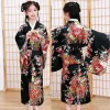 kimono traditionnel japonais en satin pour fille, robe de bain de luxe avec costume de performance obi