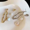 boucles d'oreilles asymétriques élégantes, perles d'eau douce métalliques, longues et exagérées, bijoux de fête pour dames et filles, cadeaux, nouvelle collection