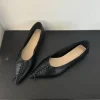 sandales à talons plats en cuir souple pour femme, chaussures Élégantes, pointues, à talons bas, simples, nouvelle collection printemps 2025