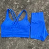 ensemble de vêtements de yoga 2 pièces, ensemble short de sport pour femmes, soutien gorge croisé dans le dos, haut, short taille haute, costume de fitness, survêtement d'entraînement de course