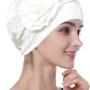 turban hijab pour femmes musulmanes, bonnet pour dames musulmanes, décor de fleurs, écharpe pour ramadan, tête ronde, chapeaux indiens, document solide, à la mode