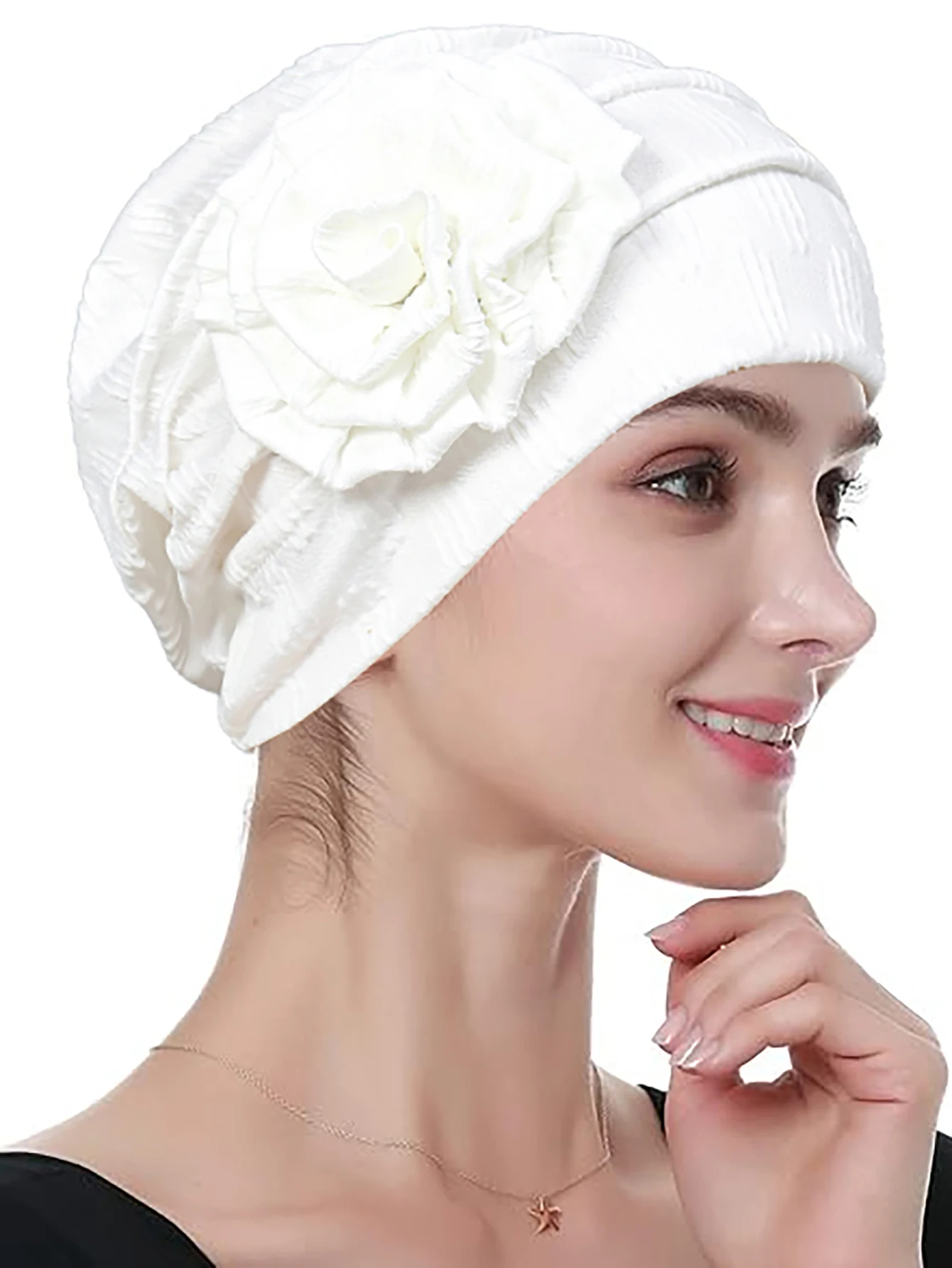 turban hijab pour femmes musulmanes, bonnet pour dames musulmanes, décor de fleurs, écharpe pour ramadan, tête ronde, chapeaux indiens, document solide, à la mode
