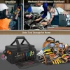 sac à outils noir avec fond anti friction, sac de rangement d'outils manuels tactiques, fourre tout de travail polyvalent pour réparateur bricoleur charpentier