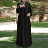 robe caftan à manches longues et col rond pour femmes musulmanes, abaya à la mode, vêtements islamiques ajustés, caftan eid ramadan