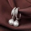 boucles d'oreilles suspendues en perles pour mariage, boucles d'oreilles pendantes esthétiques pour femmes, bijoux brillants en cz