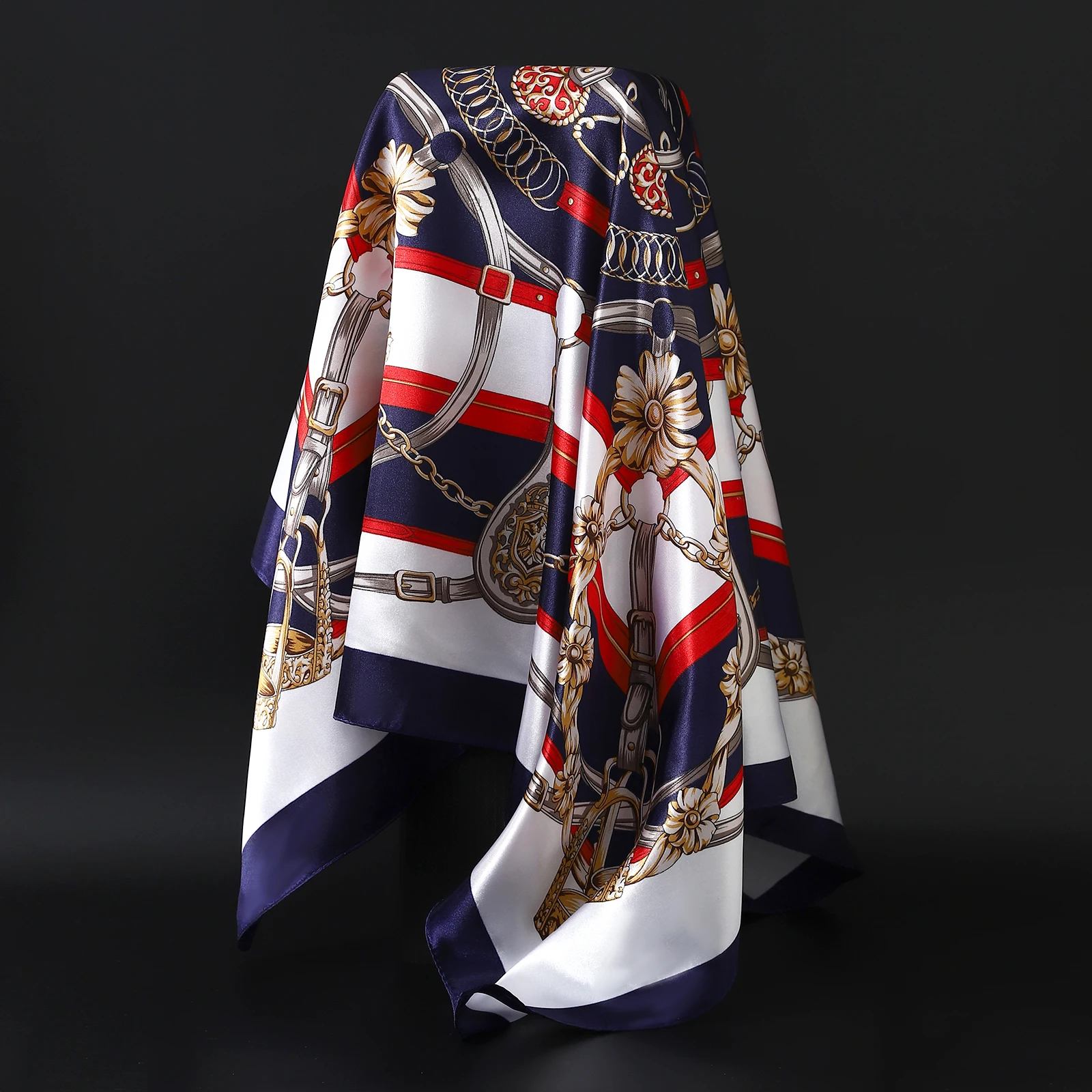 injplanchers f foulard de sauna vintage quatre saisons pour femme, Écharpe de cheveux, hijab, bandana de luxe, 90x90cm