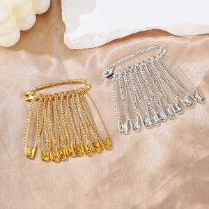 10/12 pièces grandes épingles de sûreté 2 pouces décoratif strass broche femmes broche broches pour vêtements jupes pull écharpe revers chapeau