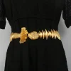 Ceinture élastique en métal doré pour femme, ceinture punk gothique, décoration de manteau, robe de créateur de luxe, mode féminine