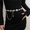 chaîne de taille rétro argentée, accessoire, ceinture de chaîne en métal pour femmes, jupes polyvalentes assorties, pantalons, ceinture en cuir fin, tendance, nouvelle collection été