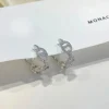 boucles d'oreilles pour femmes, bijoux à la mode, incrustées de zircon et évidés, un cadeau exquis pour les fêtes d'anniversaire