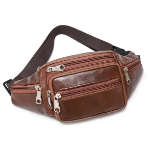 Sac de taille classique en cuir PU pour hommes, sac Vintage, sac de ceinture, sac banane à fermeture éclair, petits sacs à bandoulière de luxe pour hommes